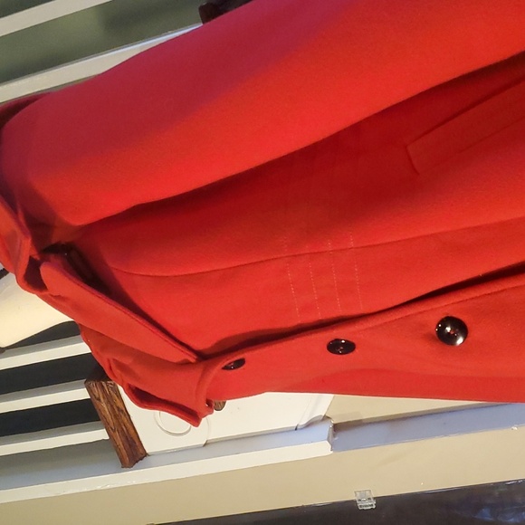 Vibrant red shawl collar dress coat - Picture 3 of 11